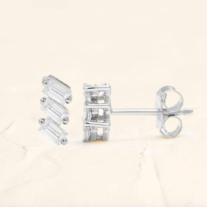 Jivane asymmetrical diamond and white gold earrings
