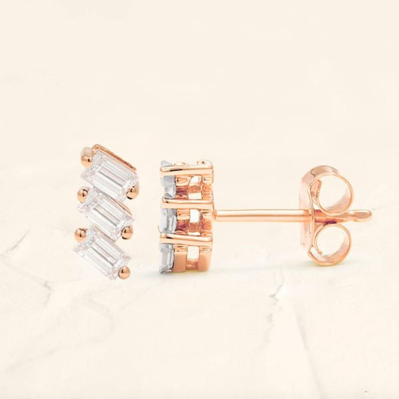 Jivane asymmetrical diamond and rose gold earrings