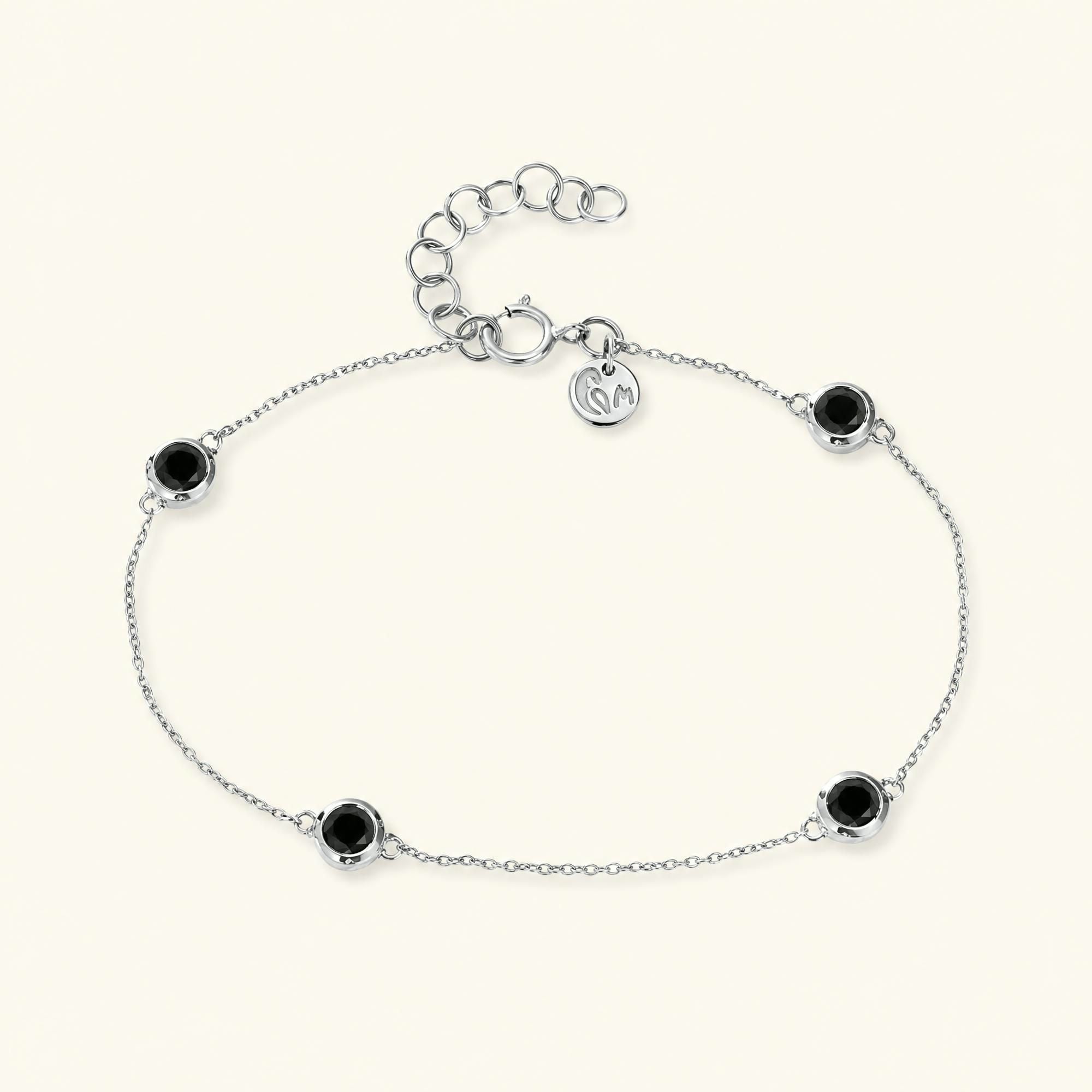 Bracelet diamant noir bezel en or blanc