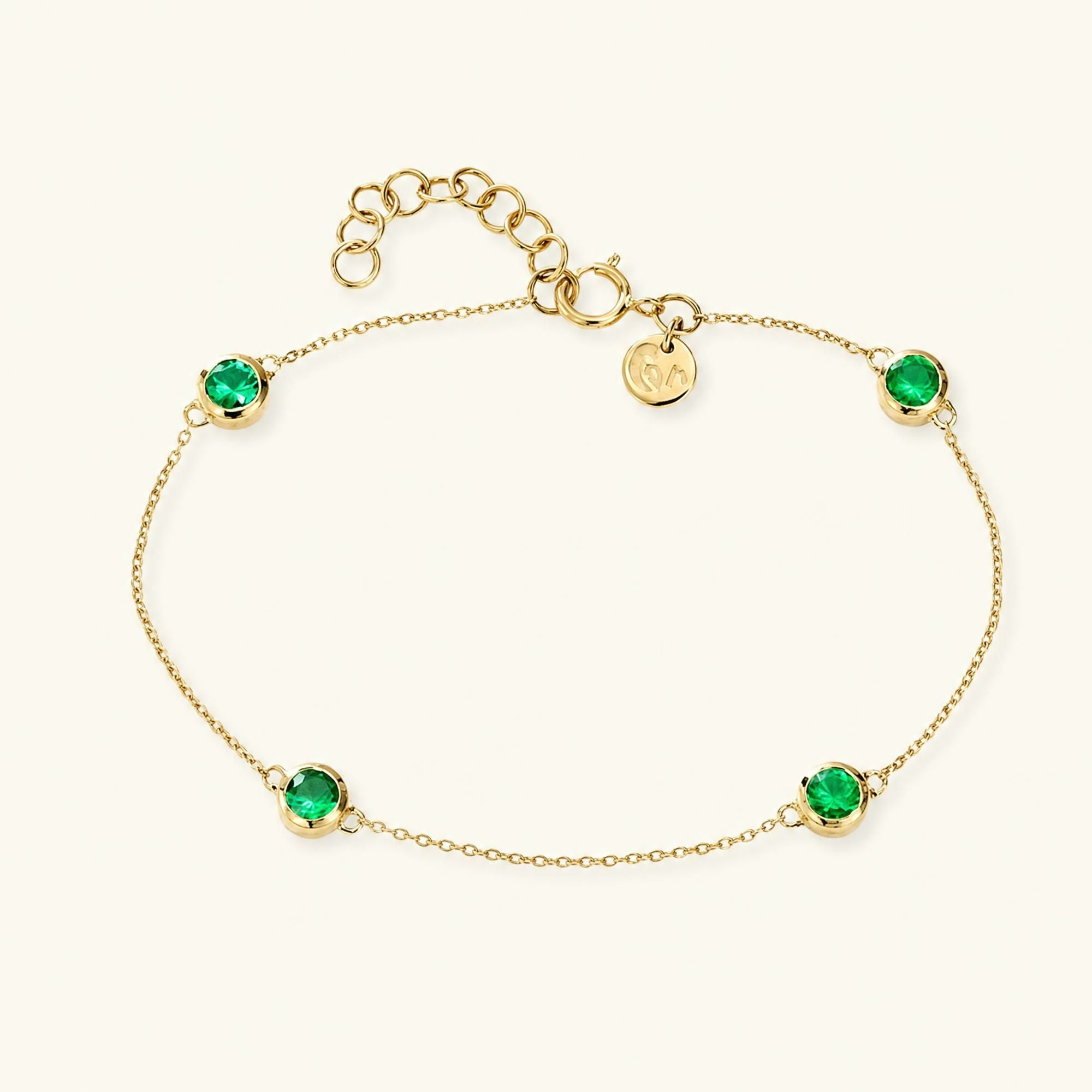 Bracelet Dhanya serti clos de quatre émeraude naturelles