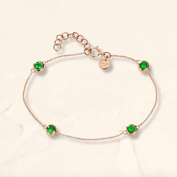 bracelet dhanya emeraude or rose