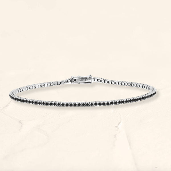 Bracelet tennis Ganga rivière en diamant noir et or blanc 18cts