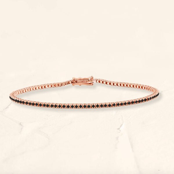 Bracelet tennis Ganga rivière en diamant noir et or rose 18cts