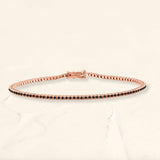 Bracelet tennis Ganga rivière en diamant noir et or rose 18cts