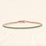 Tennis bracelet emerald river in rose gold 18cts