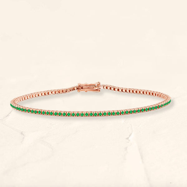 Tennis bracelet emerald river in rose gold 18cts