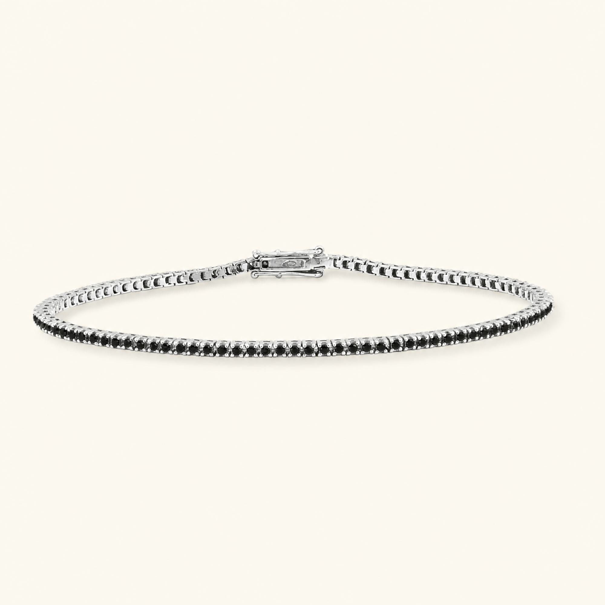 Bracelet tennis Ganga rivière en diamant noir et or blanc 18cts