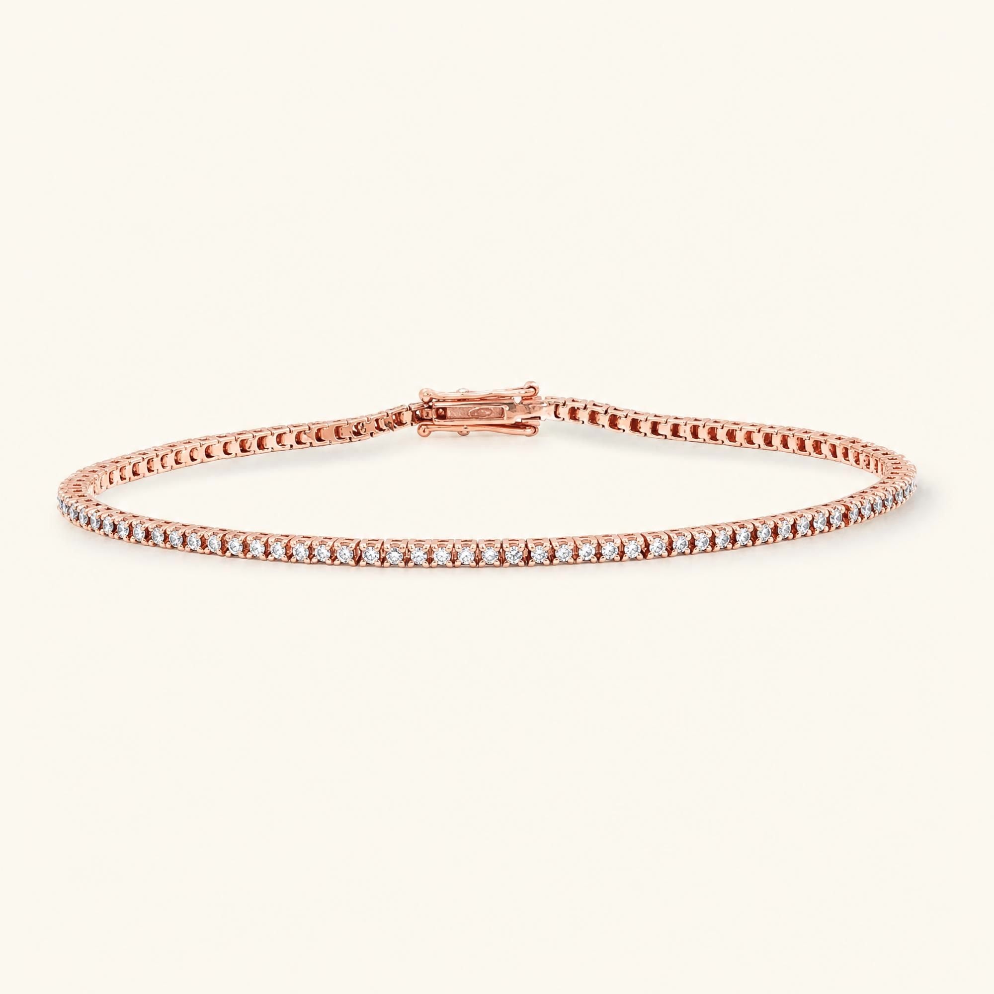 Bracelet tennis Ganga diamant en or rose