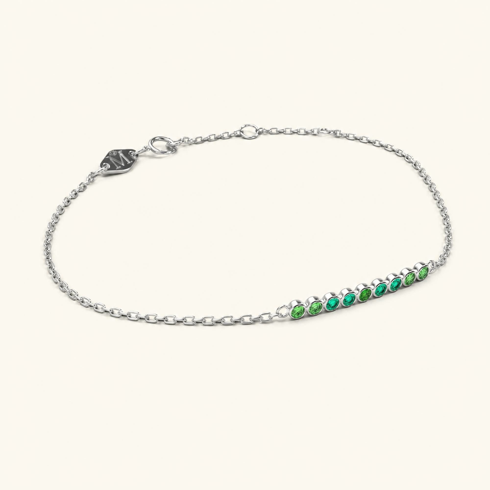 Bracelet noor pour femme or blanc emeraude
