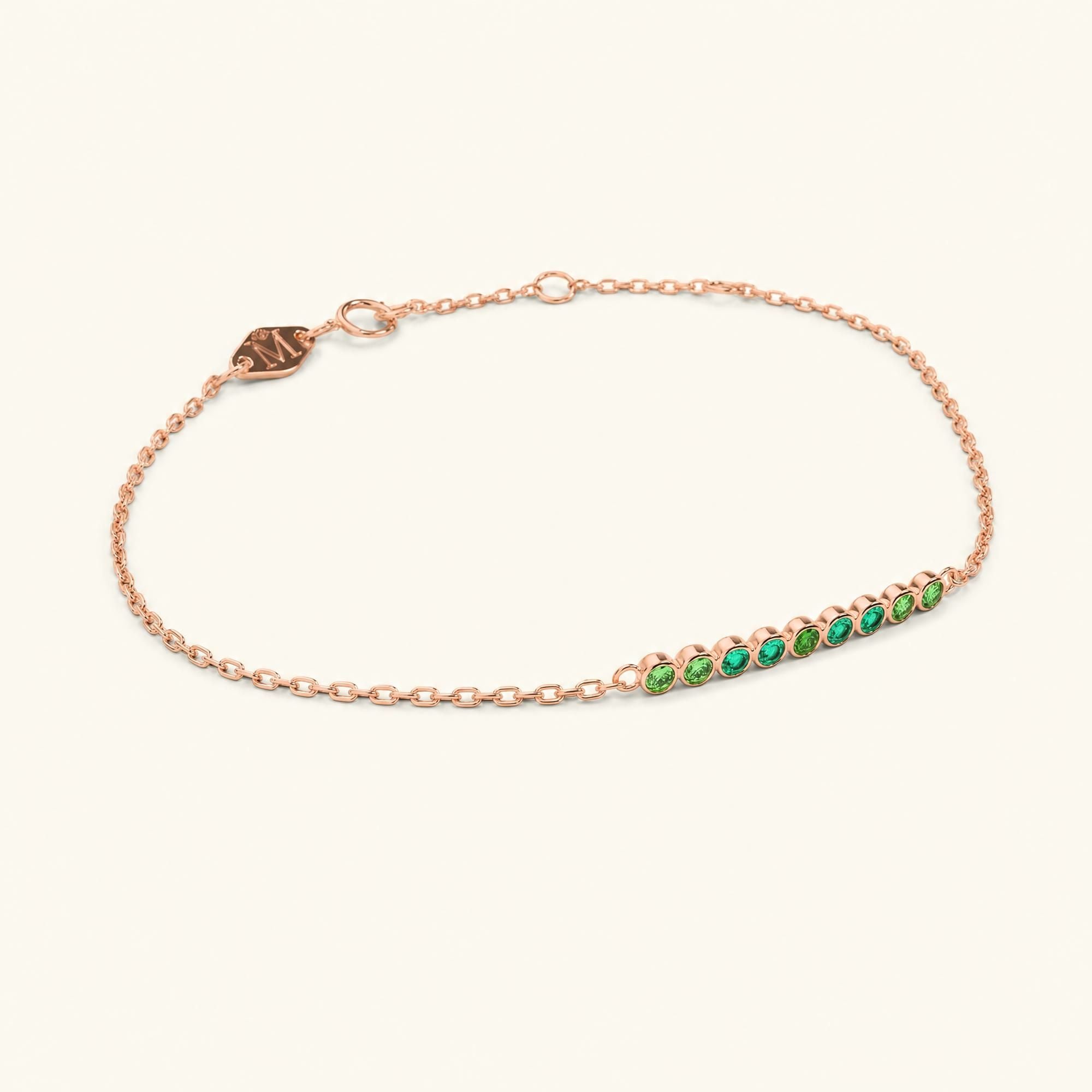 Bracelet noor pour femme or rose emeraude