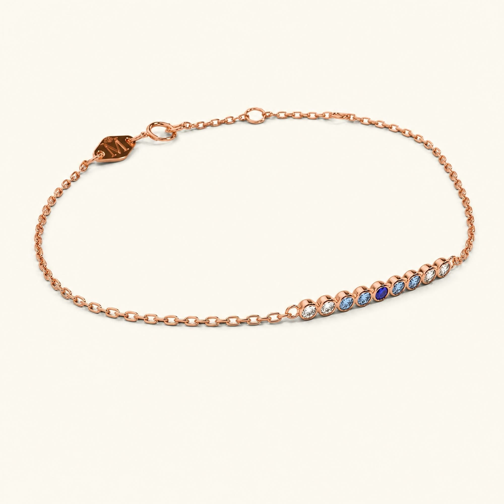 Bracelet noor pour femme saphir or rose