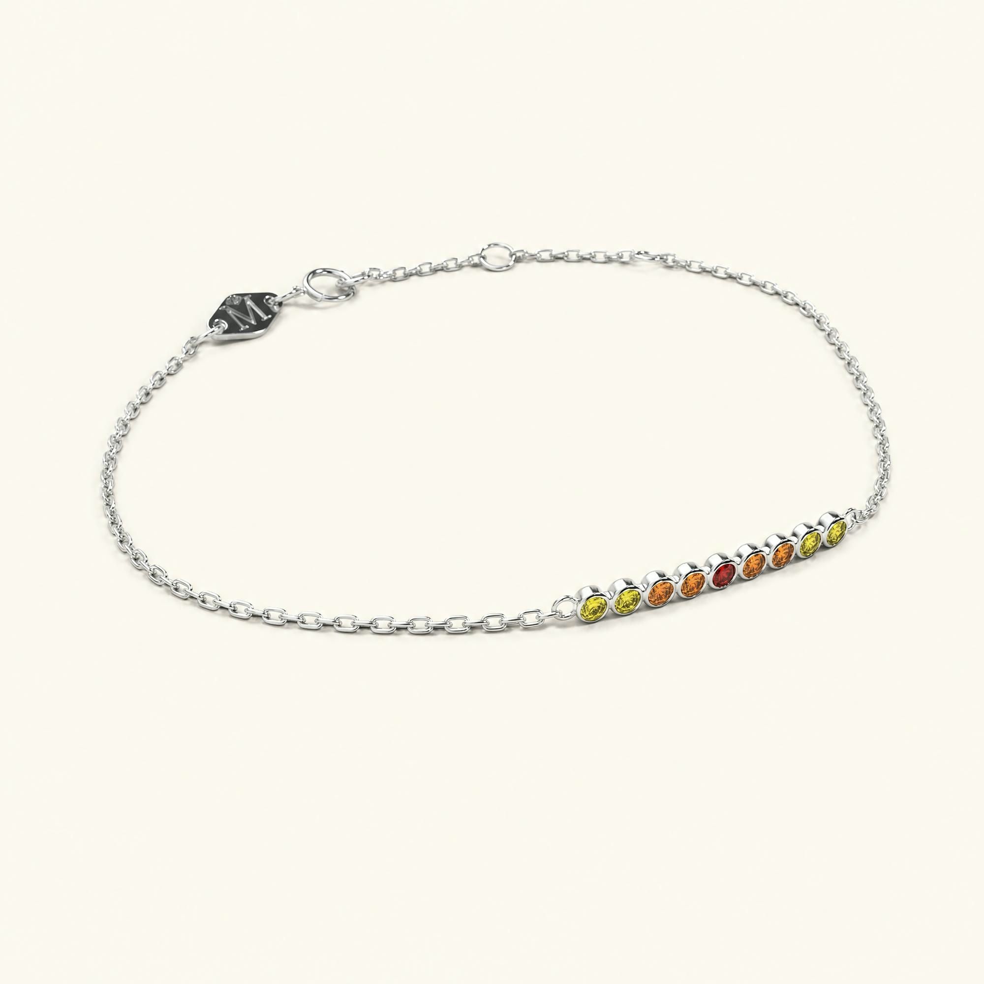 Bracelet or blanc noor pour femme saphir orange