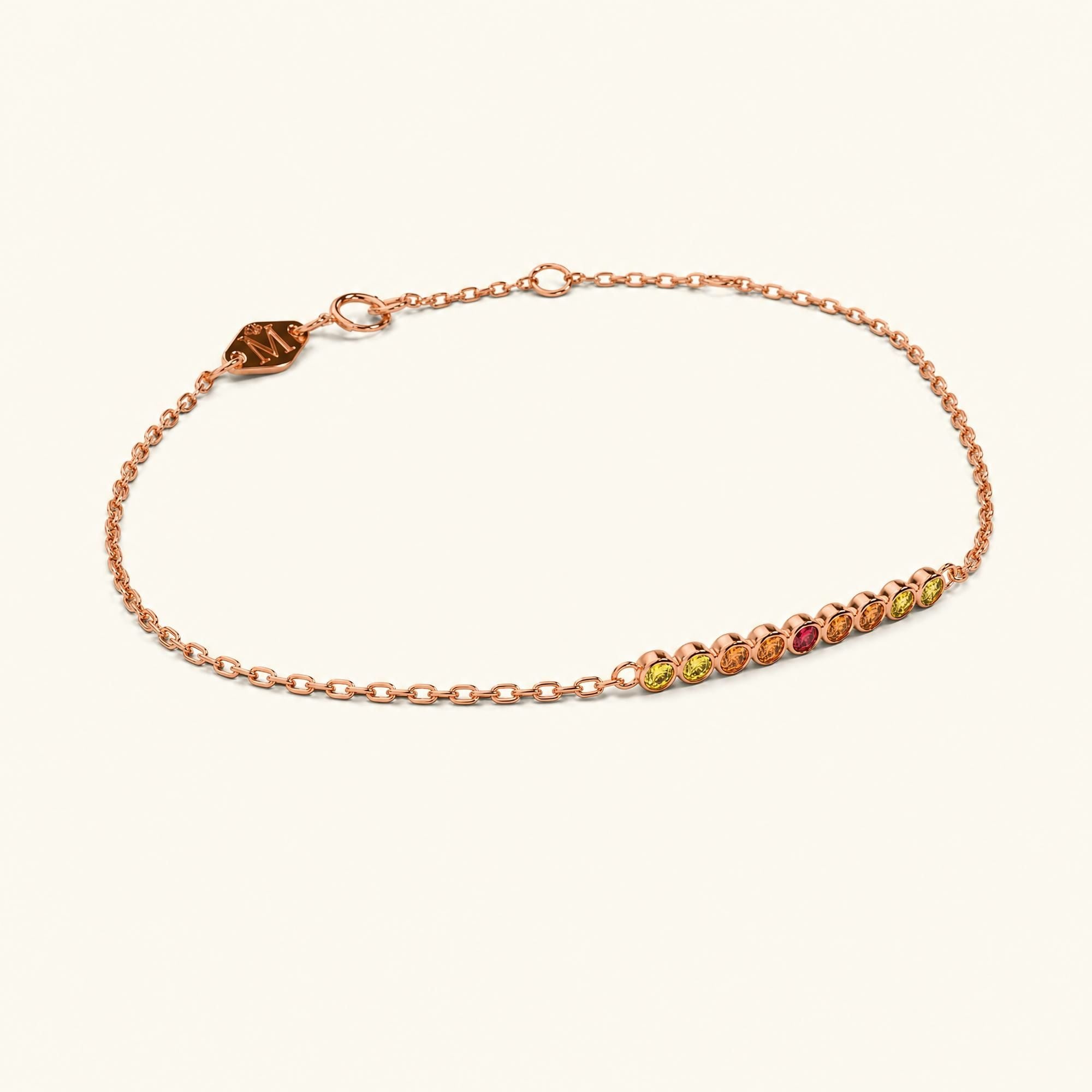 Bracelet or rose noor pour femme saphir orange