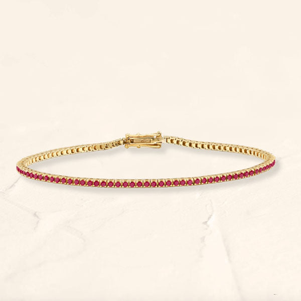 Bracelet Tennis Ganga Rubis Or Jaune