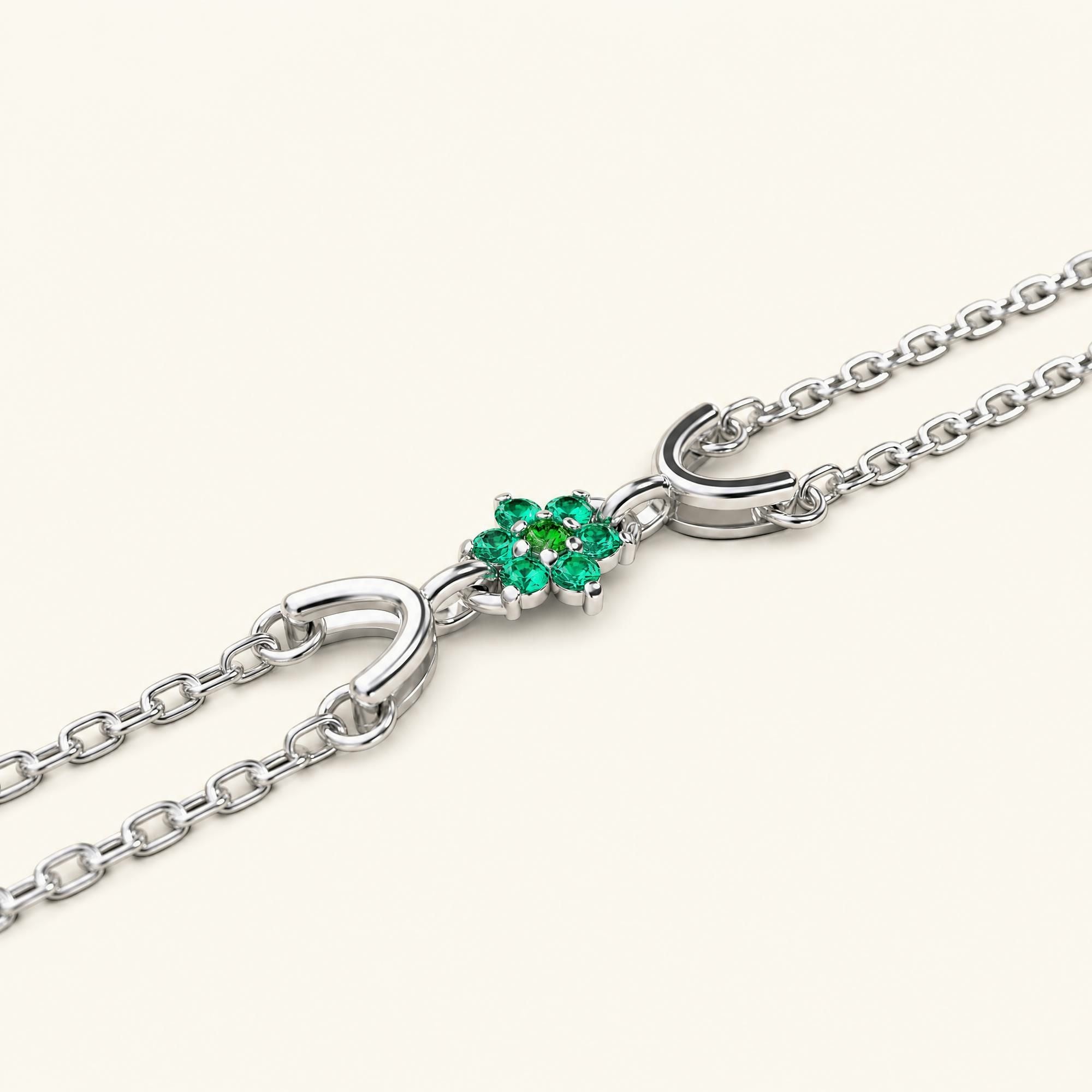 Bracelet surya or blanc pour femme emeraude