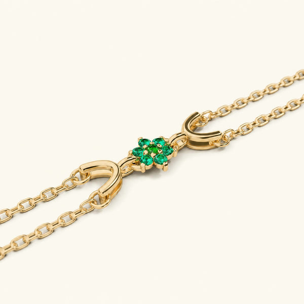 Bracelet surya or jaune pour femme emeraude