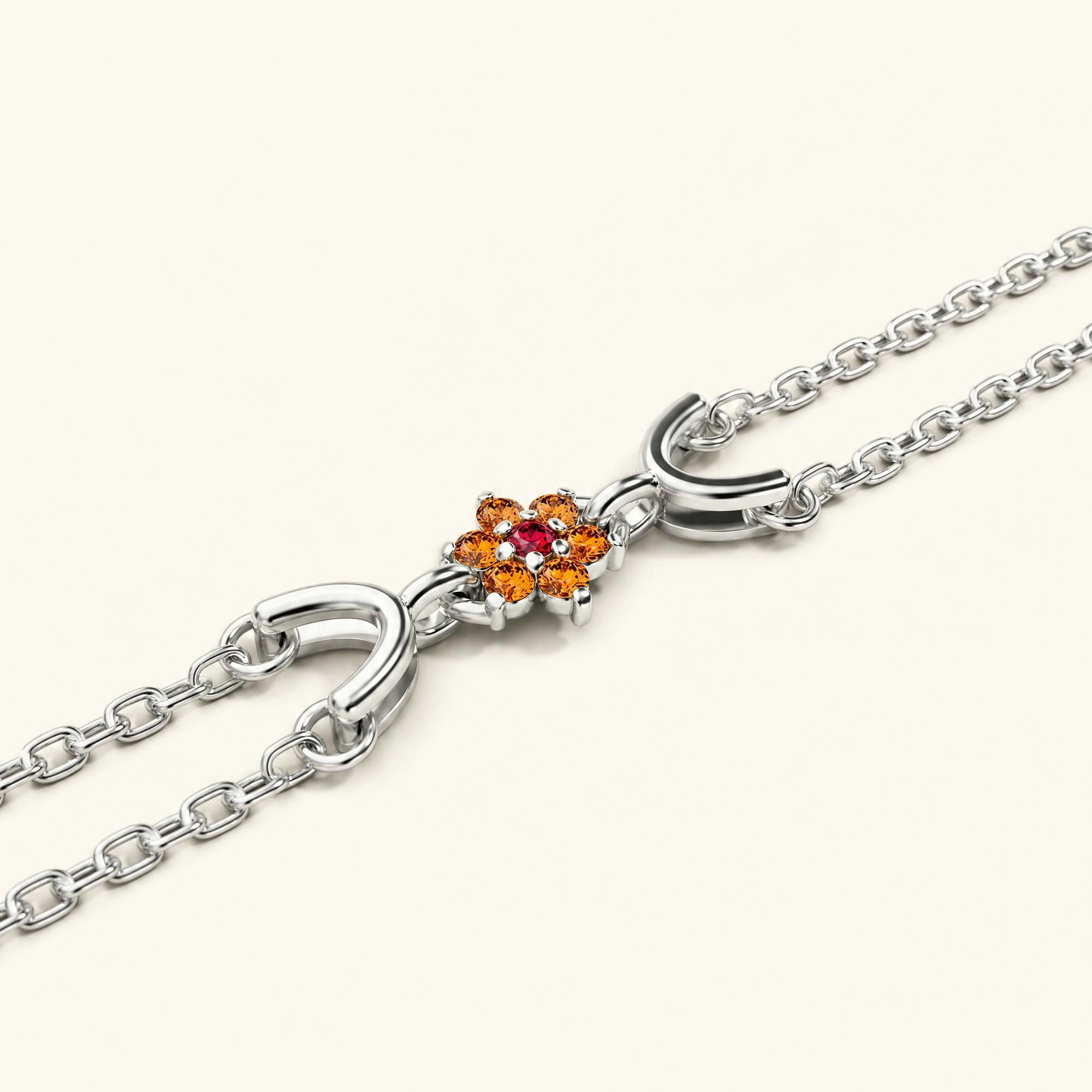 Bracelet surya saphir orange or blanc pour femme