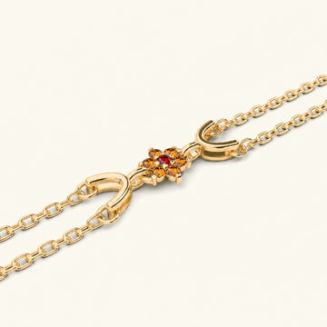 Bracelet surya saphir orange or jaune pour femme
