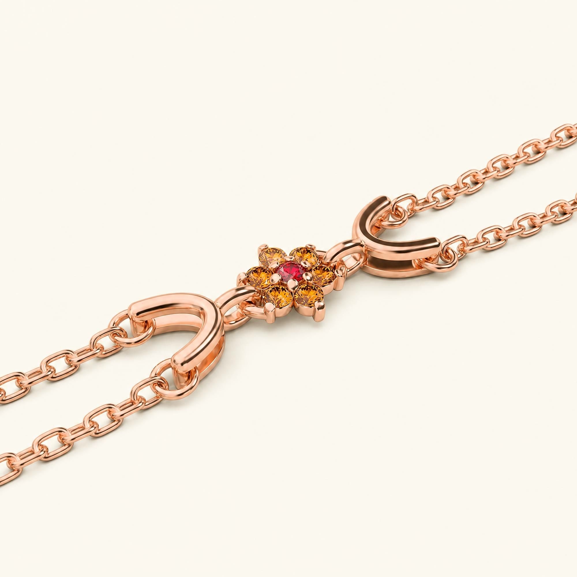 Bracelet surya saphir orange or rose pour femme