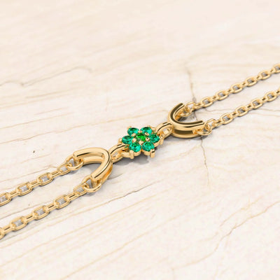 Bracelet surya or jaune pour femme emeraude