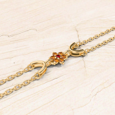 Bracelet surya saphir orange or jaune pour femme