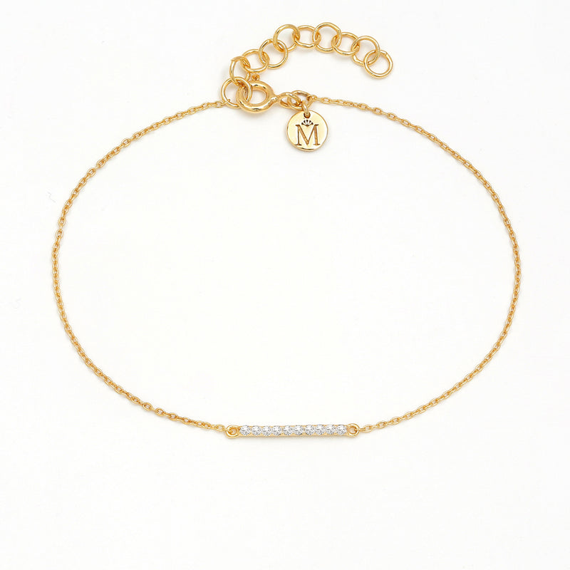 Ujala yellow gold diamond long bar bracelet