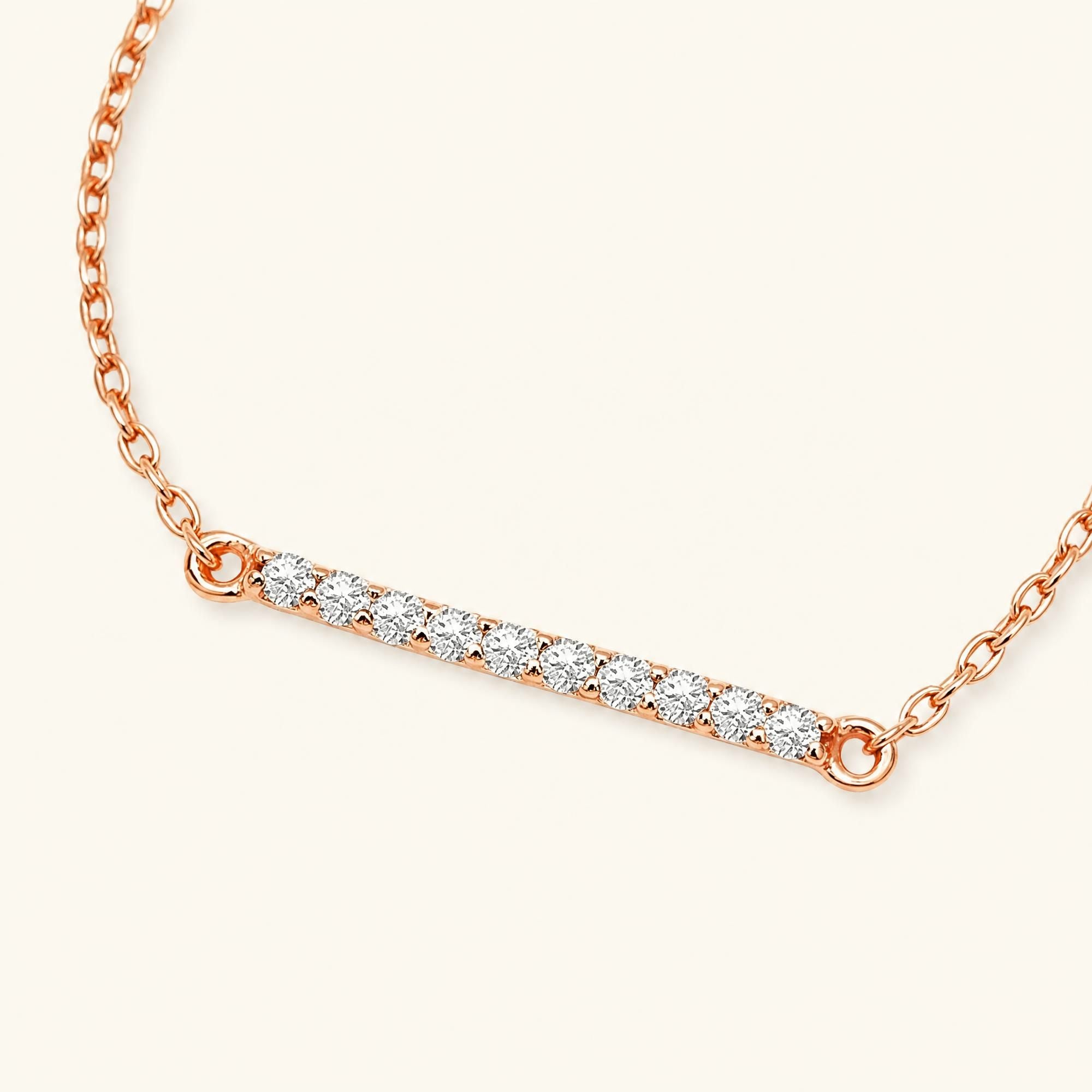 bracelet longue barre diamant en or rose