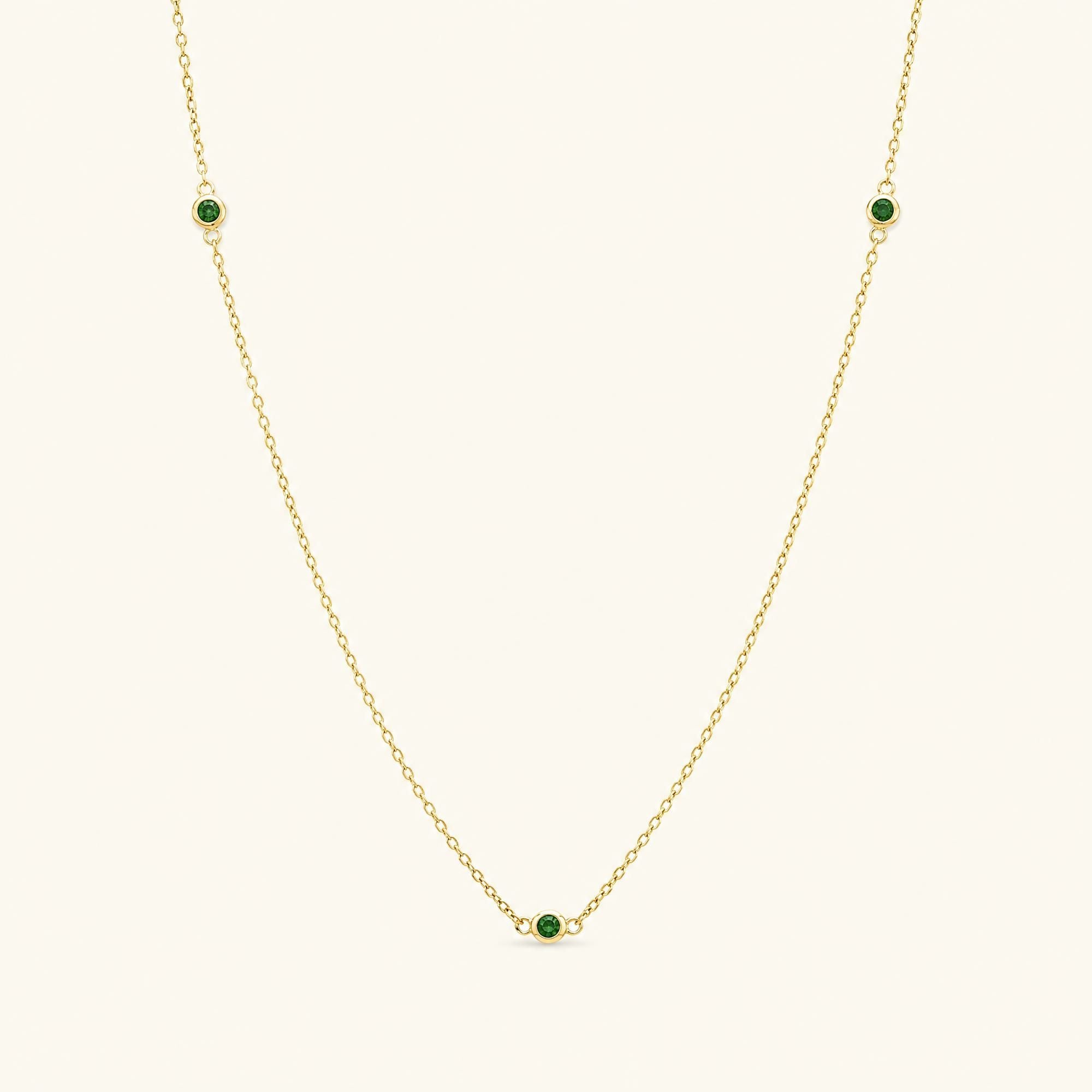 Collier ras de cou en or vermeil et émeraude