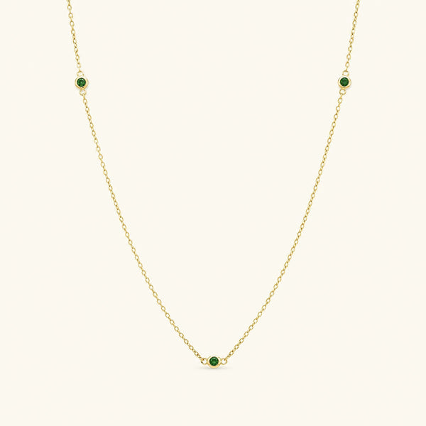 Collier ras de cou en or vermeil et émeraude