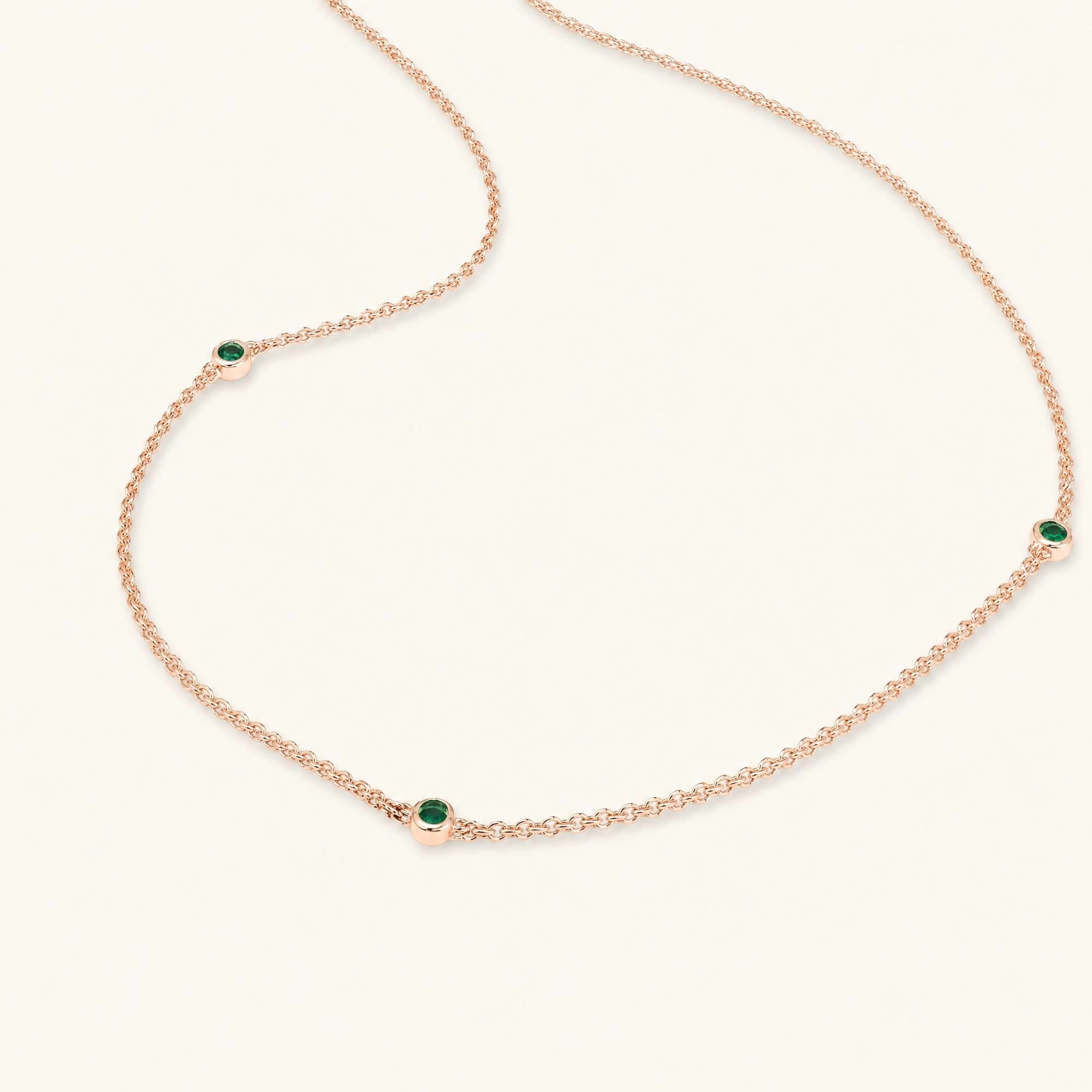 collier or rose Asonya en emeraude