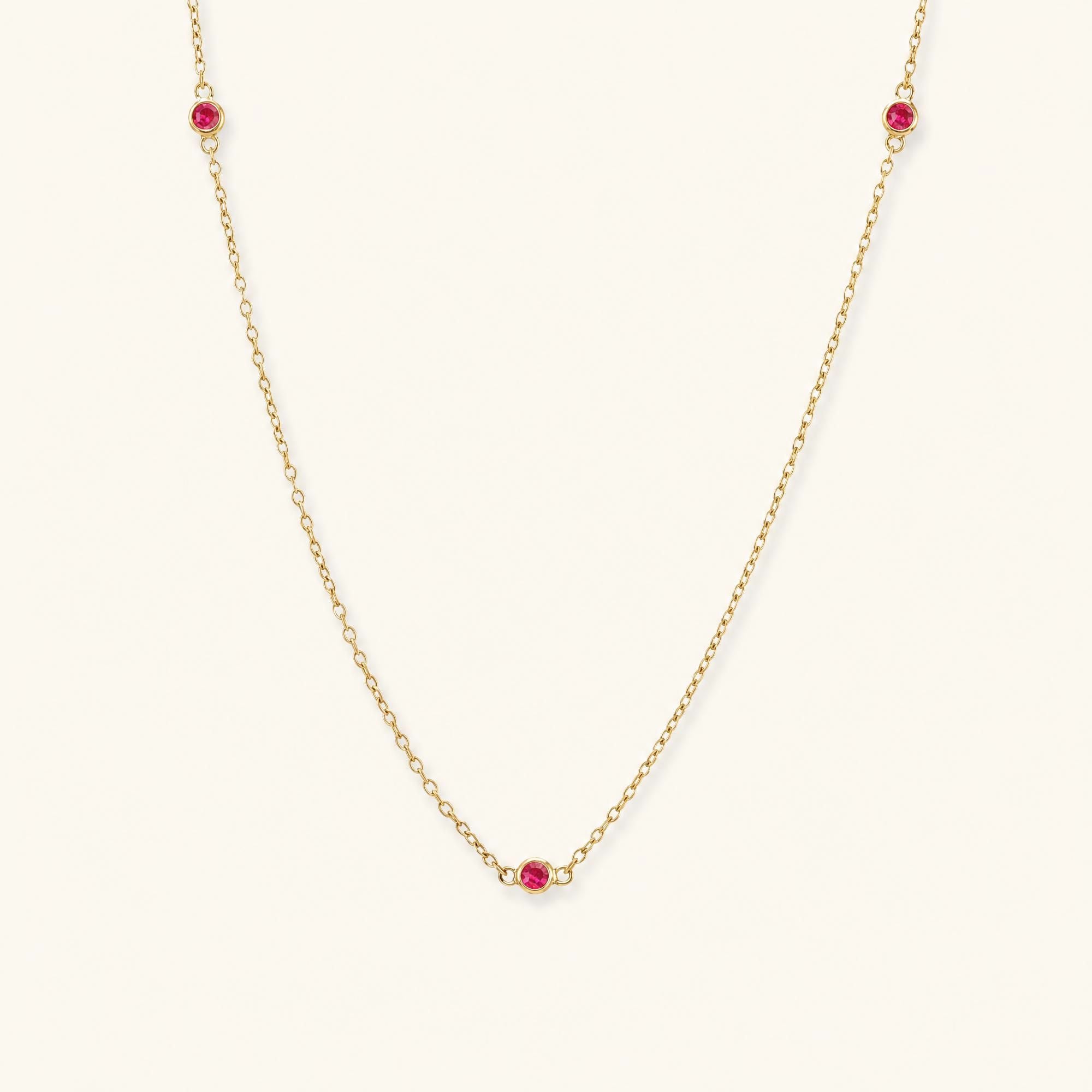 Collier ras de cou rubis serti clos Asonya