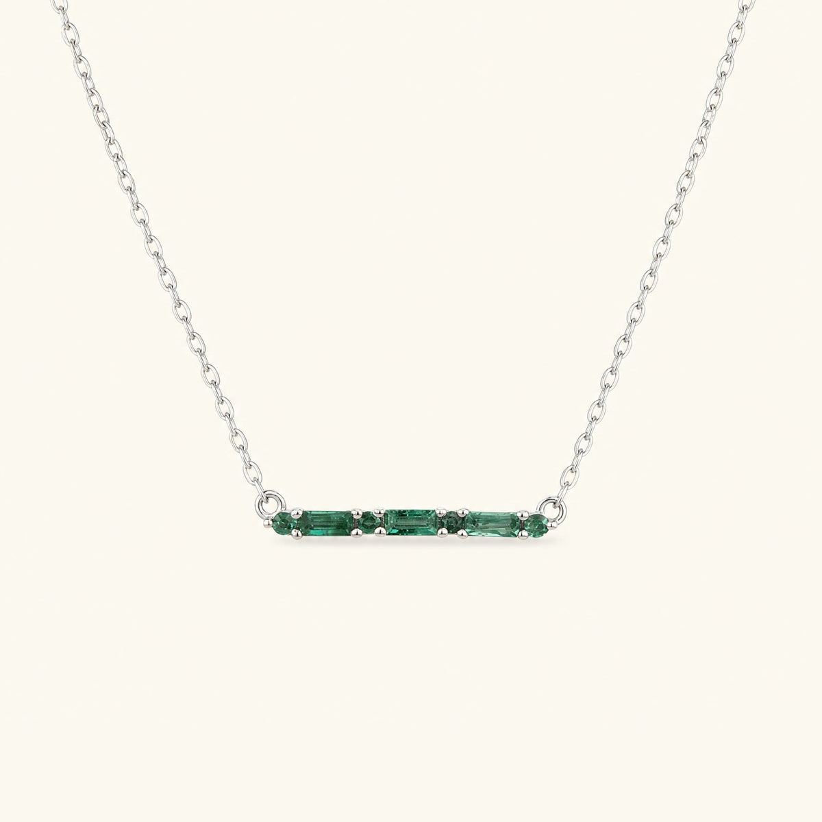 Collier Bhagya emeraude géométrique baguette Or blanc