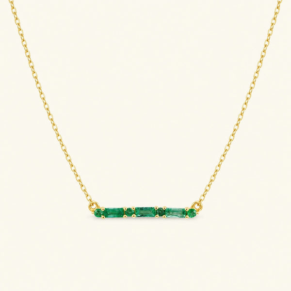 Collier Bhagya emeraude horizontal géométrique baguette