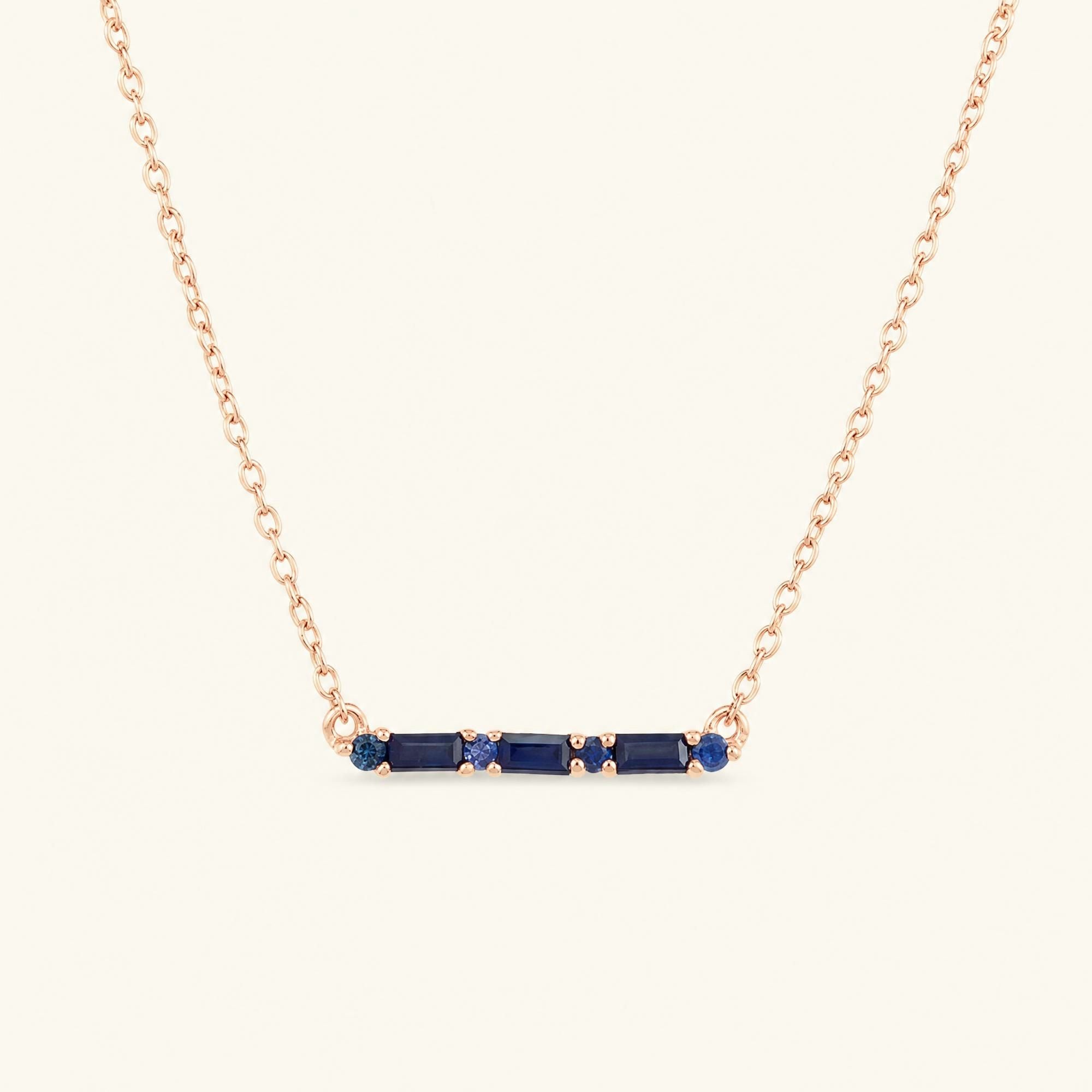 Collier Bhagya saphir horizontal géométrique baguette or rose
