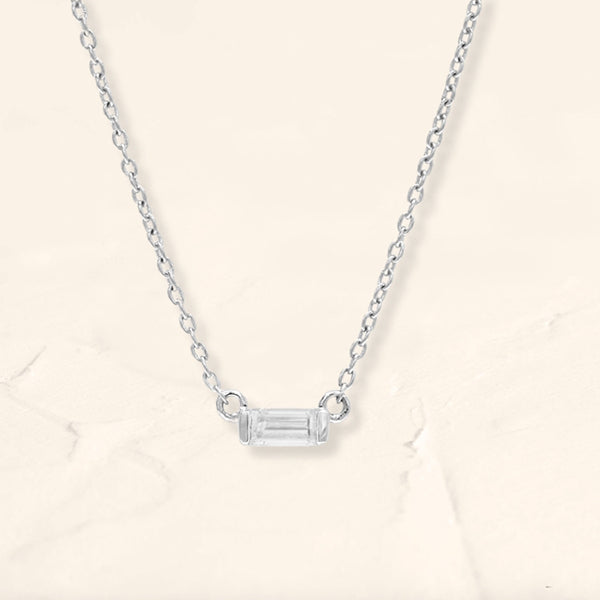 Shanti diamond baguette necklace in white gold