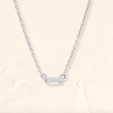 Shanti diamond baguette necklace in white gold