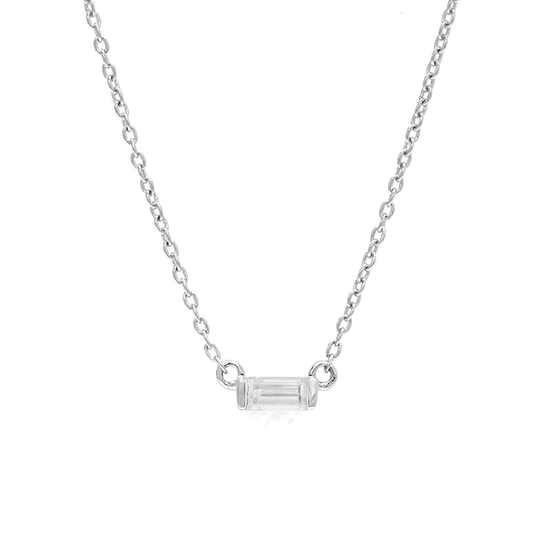 Shanti diamond baguette necklace in white gold