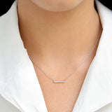 long bar white gold diamond necklace