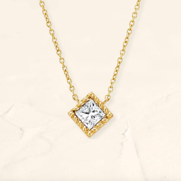 Indrani princess-cut diamond necklace in yellow gold