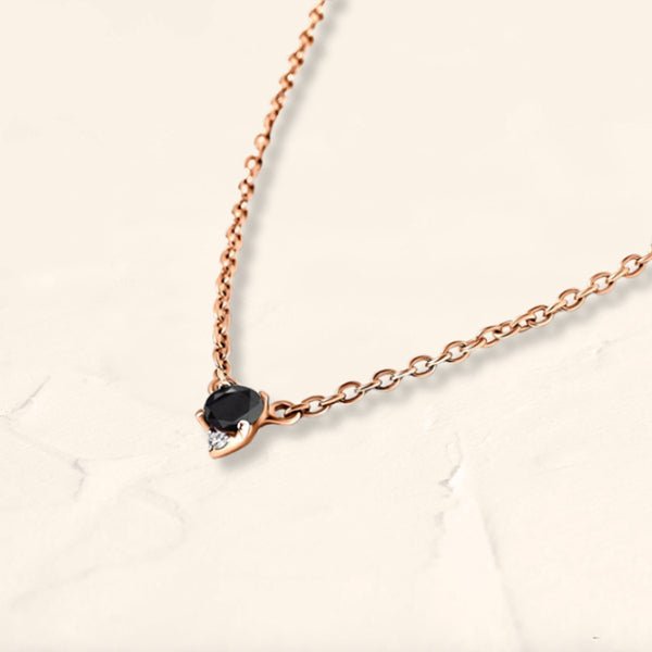 collier diamant noir et or rose