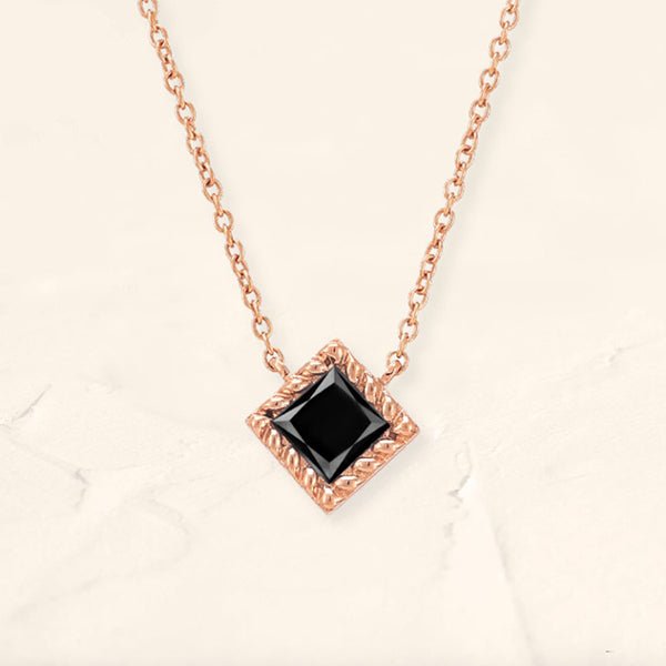 Collier diamant noir or rose Indrani