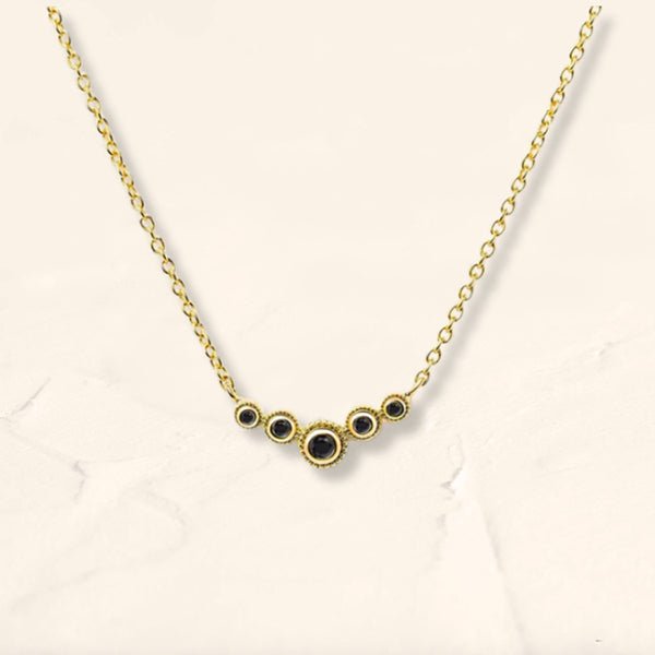 Collier fin rivière de diamant noir en vermeil