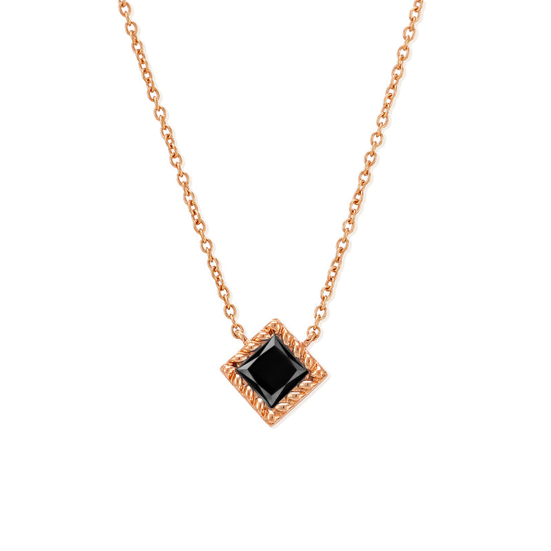 ONYX AND DIAMONDS ROSE GOLD VICTORIA LYS NECKLACE