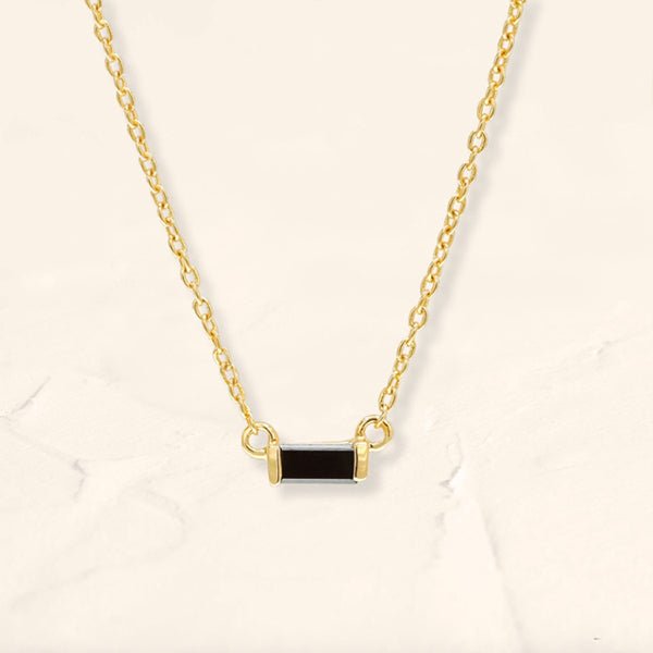 Collar baguette de diamantes negros Shanti