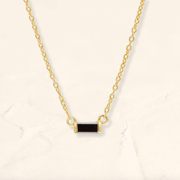 Collier baguette diamant noir Shanti