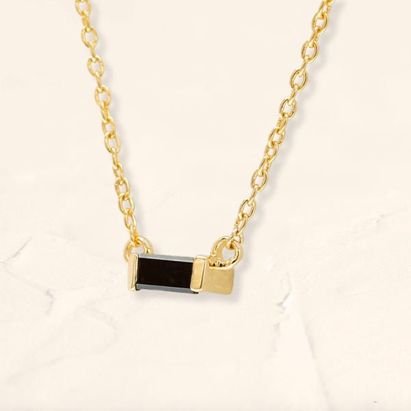 Collier baguette diamant noir Shanti en or jaune