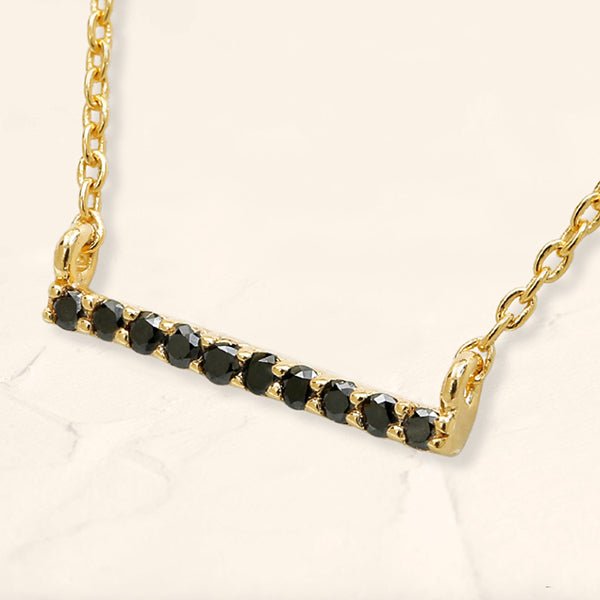 Collier bar diamant noir Ujala en vermeil