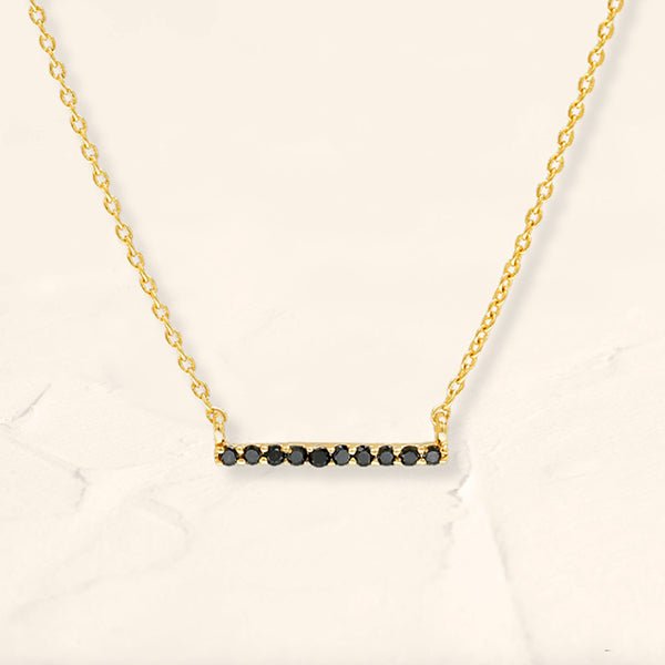 Collier bar diamant noir Ujala en or jaune