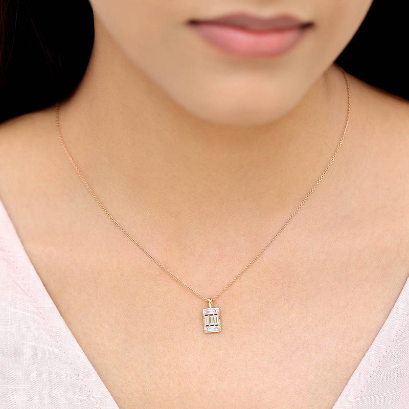 geometric diamond necklace rose gold