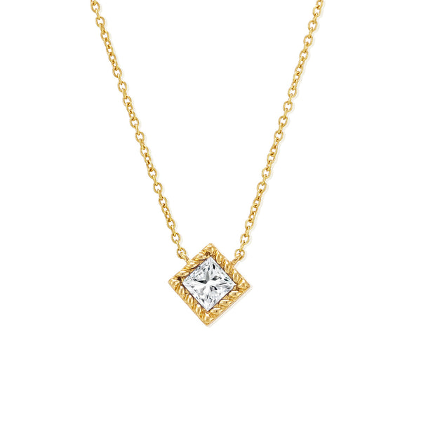 Indrani princess-cut diamond necklace in yellow gold